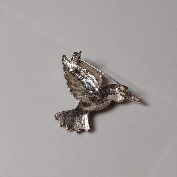 Black And Silver Tone Hummingbird Brooch - Picture 7 of 12